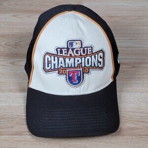 Texas Rangers New Era 39Thirty Hat Cap Black White 2010 League Champion Baseball